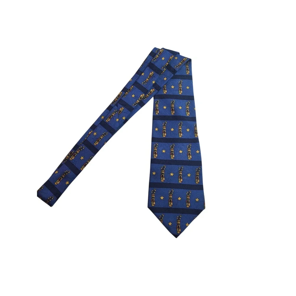 Tommy Hilfiger Golf Tie Silk Golf Bag Star Print Necktie Blue
